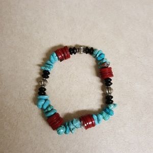 Sweet turquoise and red coral bracelet